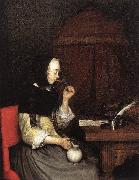 TERBORCH, Gerard Woman Drinking Winen 5r oil on canvas